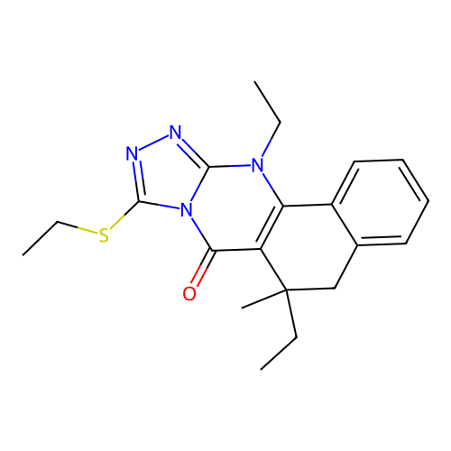 6,12-diethyl-9-(ethylthio)-6-methyl-5,6-dihydrobenzo[h][1,2,4]triazolo[3,4-b]quinazolin-7(12H)-one structure