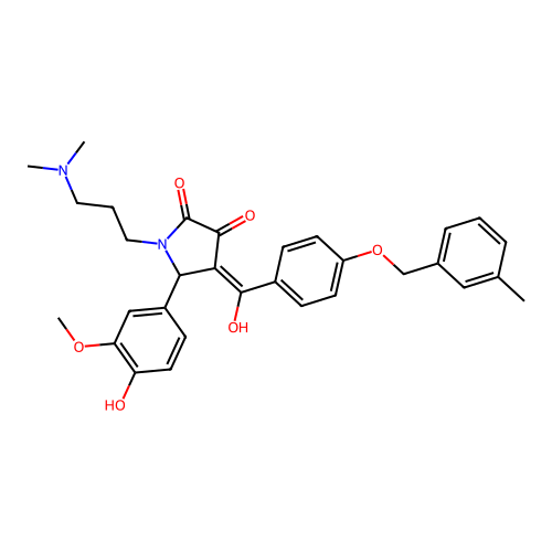 (4E)-1-[3-(dimethylamino)propyl]-5-(4-hydroxy-3-methoxyphenyl)-4-(hydroxy{4-[(3-methylbenzyl)oxy]phenyl}methylidene)pyrrolidine-2,3-dione structure