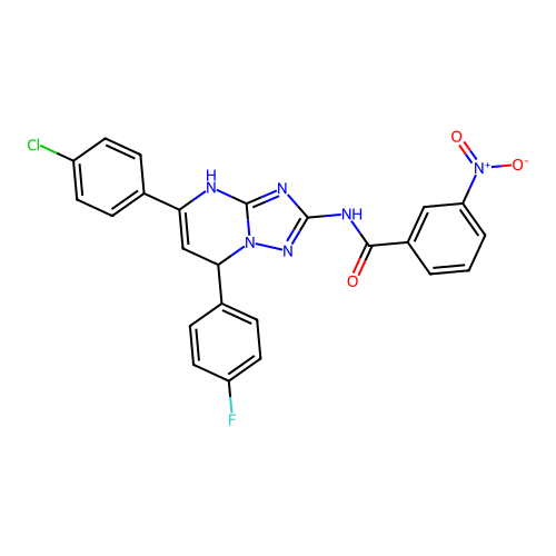 N-(5-(4-chlorophenyl)-7-(4-fluorophenyl)-4,7-dihydro-[1,2,4]triazolo[1,5-a]pyrimidin-2-yl)-3-nitrobenzamide structure