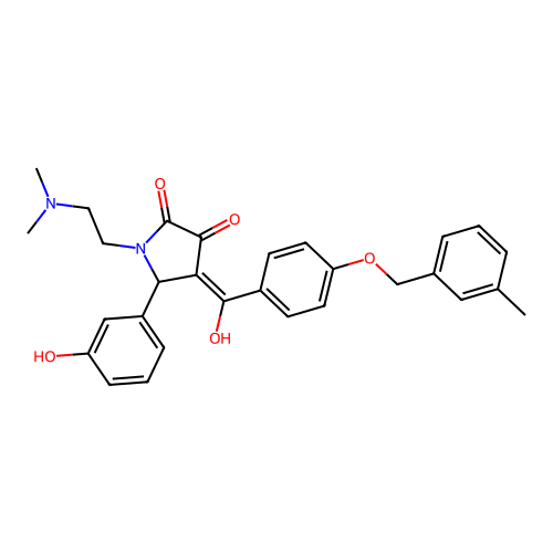 (4E)-1-(2-dimethylaminoethyl)-4-[hydroxy-[4-[(3-methylphenyl)methoxy]phenyl]methylidene]-5-(3-hydroxyphenyl)pyrrolidine-2,3-dione structure