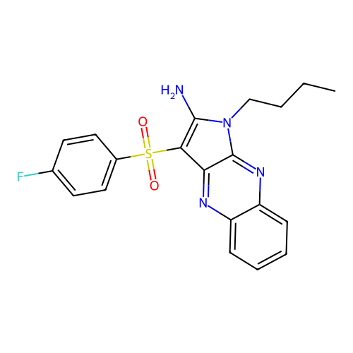 1-butyl-3-((4-fluorophenyl)sulfonyl)-1H-pyrrolo[2,3-b]quinoxalin-2-amine structure