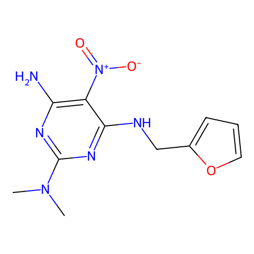 {4-Amino-6-[(2-furylmethyl)amino]-5-nitropyrimidin-2-yl}dimethylamine structure