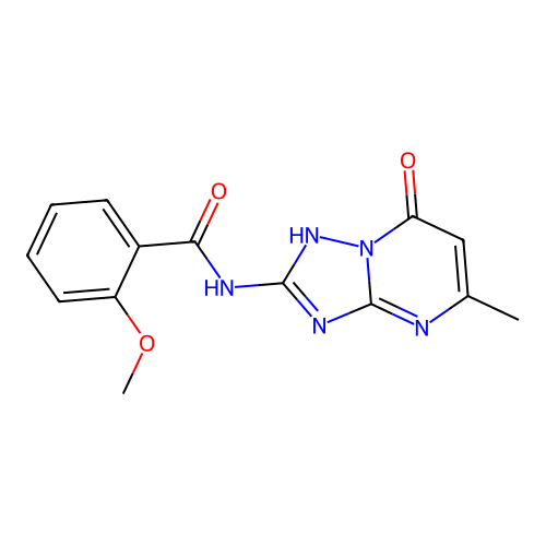 N-(7-hydroxy-5-methyl[1,2,4]triazolo[1,5-a]pyrimidin-2-yl)-2-methoxybenzamide structure