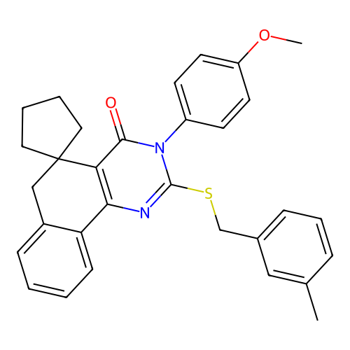 3-(4-methoxyphenyl)-2-((3-methylbenzyl)thio)-3H-spiro[benzo[h]quinazoline-5,1'-cyclopentan]-4(6H)-one structure