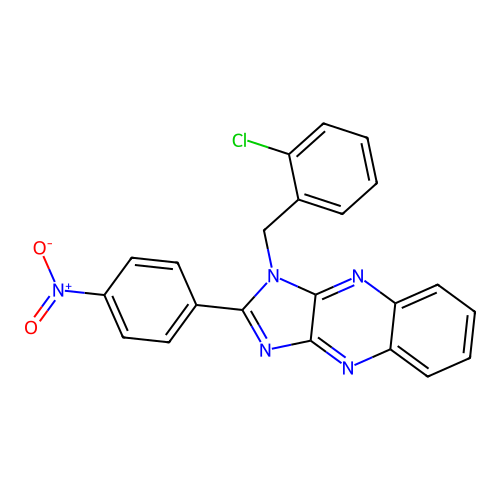 1-(2-chlorobenzyl)-2-(4-nitrophenyl)-1H-imidazo[4,5-b]quinoxaline structure