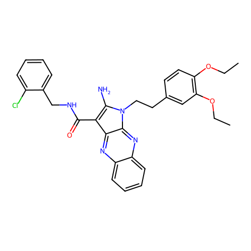 2-amino-N-(2-chlorobenzyl)-1-(3,4-diethoxyphenethyl)-1H-pyrrolo[2,3-b]quinoxaline-3-carboxamide structure
