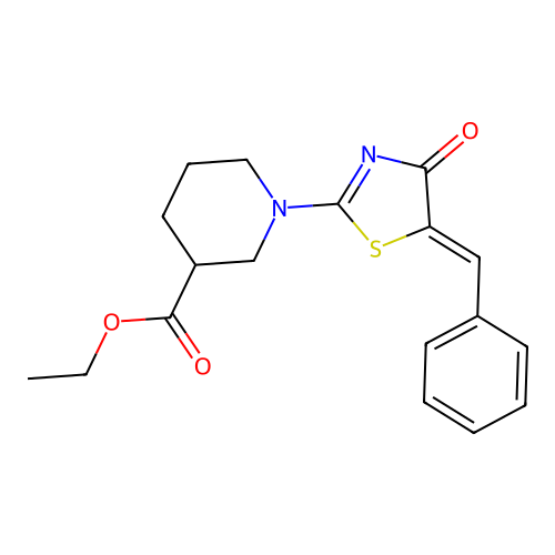 (Z)-ethyl 1-(5-benzylidene-4-oxo-4,5-dihydrothiazol-2-yl)piperidine-3-carboxylate structure