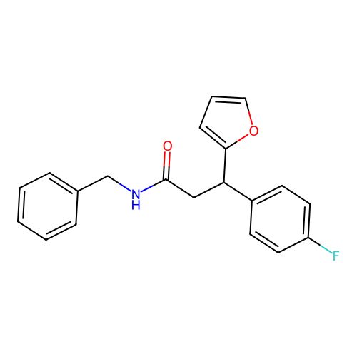 N-benzyl-3-(4-fluorophenyl)-3-(furan-2-yl)propanamide structure