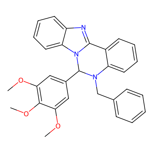 5-Benzyl-6-(3,4,5-trimethoxyphenyl)-5,6-dihydrobenzimidazo[1,2-c]quinazoline structure