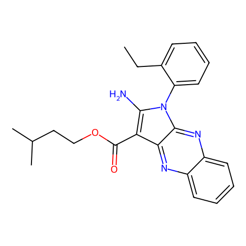 3-methylbutyl 2-amino-1-(2-ethylphenyl)-1H-pyrrolo[2,3-b]quinoxaline-3-carboxylate structure