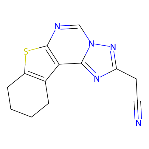 2-(8,9,10,11-tetrahydrobenzo[4,5]thieno[3,2-e][1,2,4]triazolo[1,5-c]pyrimidin-2-yl)acetonitrile structure