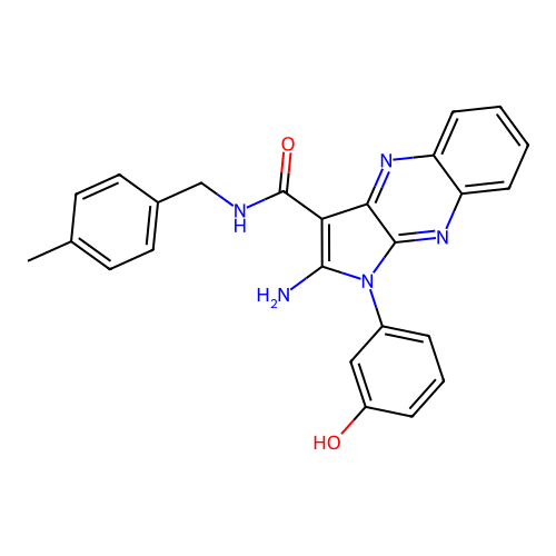 2-amino-1-(3-hydroxyphenyl)-N-(4-methylbenzyl)-1H-pyrrolo[2,3-b]quinoxaline-3-carboxamide structure
