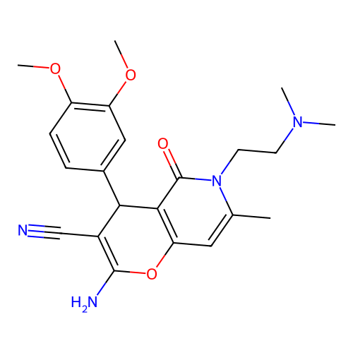 2-amino-4-(3,4-dimethoxyphenyl)-6-[2-(dimethylamino)ethyl]-7-methyl-5-oxo-5,6-dihydro-4H-pyrano[3,2-c]pyridine-3-carbonitrile structure