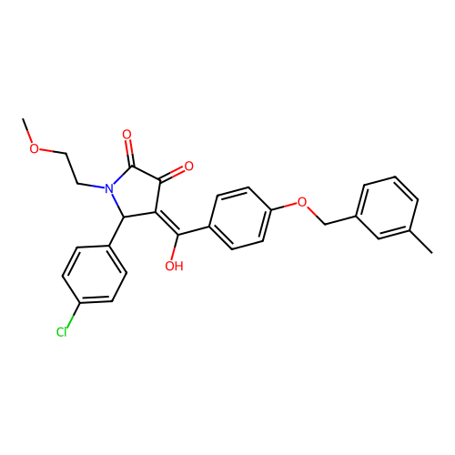 (4E)-5-(4-chlorophenyl)-4-(hydroxy{4-[(3-methylbenzyl)oxy]phenyl}methylidene)-1-(2-methoxyethyl)pyrrolidine-2,3-dione structure