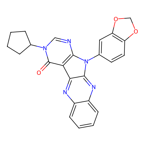 11-(benzo[d][1,3]dioxol-5-yl)-3-cyclopentyl-3H-pyrimido[5',4':4,5]pyrrolo[2,3-b]quinoxalin-4(11H)-one structure
