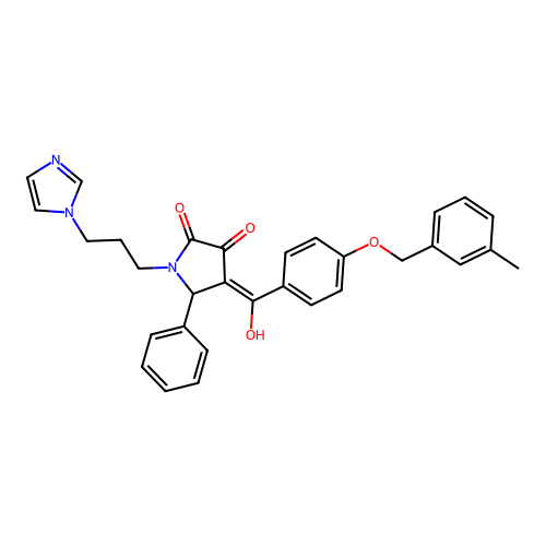 (4E)-4-(hydroxy{4-[(3-methylbenzyl)oxy]phenyl}methylidene)-1-[3-(1H-imidazol-1-yl)propyl]-5-phenylpyrrolidine-2,3-dione structure