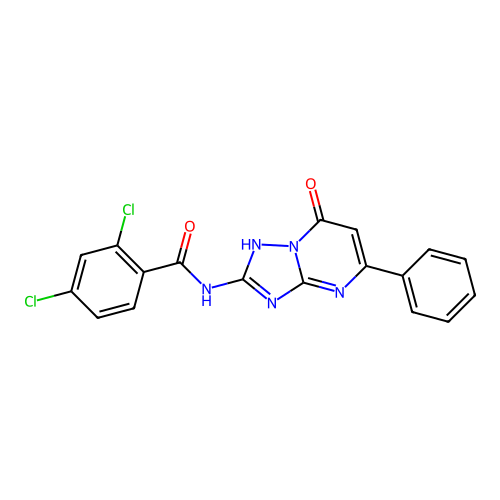 2,4-dichloro-N-(7-hydroxy-5-phenyl[1,2,4]triazolo[1,5-a]pyrimidin-2-yl)benzamide structure
