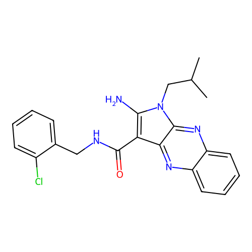 2-amino-N-(2-chlorobenzyl)-1-(2-methylpropyl)-1H-pyrrolo[2,3-b]quinoxaline-3-carboxamide structure