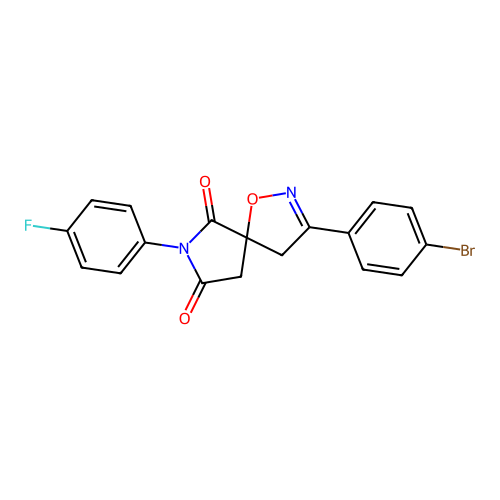 3-(4-bromophenyl)-7-(4-fluorophenyl)-1-oxa-2,7-diazaspiro[4.4]non-2-ene-6,8-dione structure