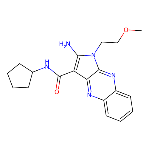 2-amino-N-cyclopentyl-1-(2-methoxyethyl)-1H-pyrrolo[2,3-b]quinoxaline-3-carboxamide structure