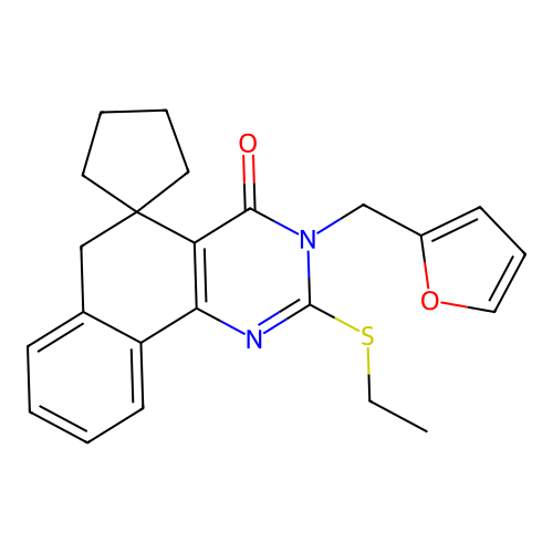 2-(ethylthio)-3-(furan-2-ylmethyl)-3H-spiro[benzo[h]quinazoline-5,1'-cyclopentan]-4(6H)-one structure