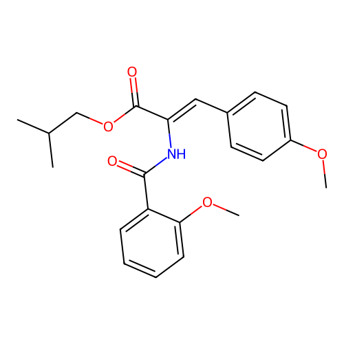(Z)-isobutyl 2-(2-methoxybenzamido)-3-(4-methoxyphenyl)acrylate structure