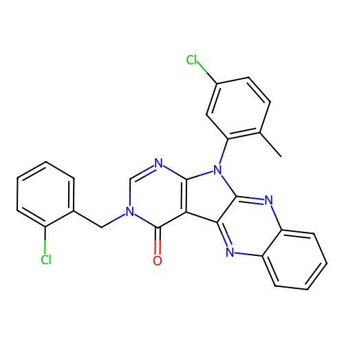 11-(5-chloro-2-methylphenyl)-3-(2-chlorobenzyl)-3H-pyrimido[5',4':4,5]pyrrolo[2,3-b]quinoxalin-4(11H)-one structure