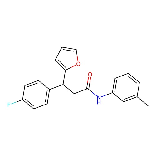 3-(4-fluorophenyl)-3-(furan-2-yl)-N-(3-methylphenyl)propanamide structure