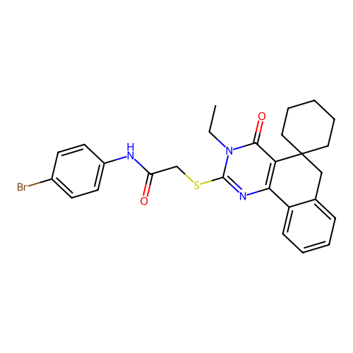 N-(4-bromophenyl)-2-((3-ethyl-4-oxo-4,6-dihydro-3H-spiro[benzo[h]quinazoline-5,1'-cyclohexan]-2-yl)thio)acetamide structure