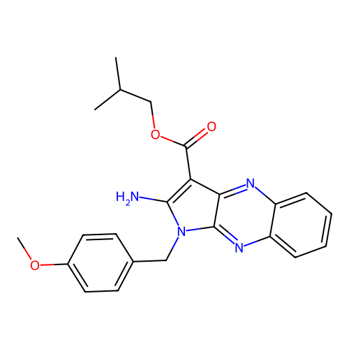 2-methylpropyl 2-amino-1-(4-methoxybenzyl)-1H-pyrrolo[2,3-b]quinoxaline-3-carboxylate structure
