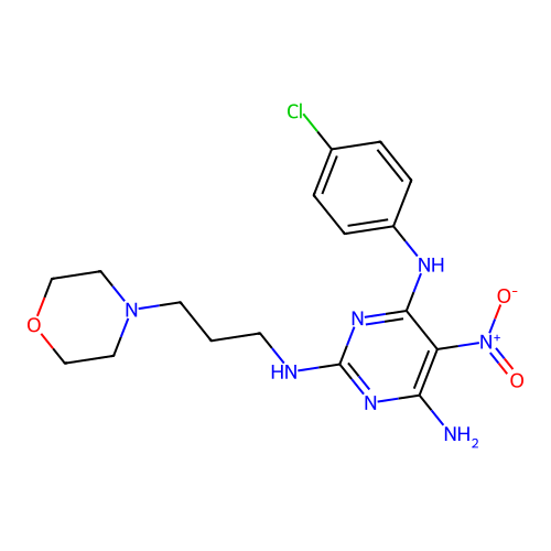 4-N-(4-chlorophenyl)-2-N-(3-morpholin-4-ylpropyl)-5-nitropyrimidine-2,4,6-triamine structure