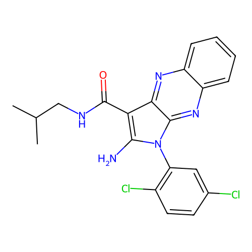 2-amino-1-(2,5-dichlorophenyl)-N-(2-methylpropyl)pyrrolo[3,2-b]quinoxaline-3-carboxamide structure