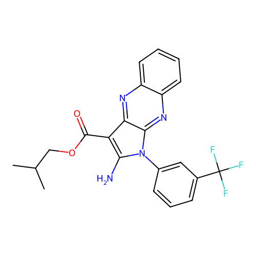 2-methylpropyl 2-amino-1-[3-(trifluoromethyl)phenyl]pyrrolo[3,2-b]quinoxaline-3-carboxylate structure