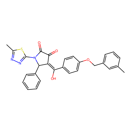 (4E)-4-(hydroxy{4-[(3-methylbenzyl)oxy]phenyl}methylidene)-1-(5-methyl-1,3,4-thiadiazol-2-yl)-5-phenylpyrrolidine-2,3-dione structure