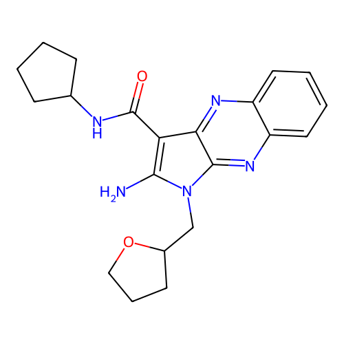 2-amino-N-cyclopentyl-1-(oxolan-2-ylmethyl)pyrrolo[3,2-b]quinoxaline-3-carboxamide structure