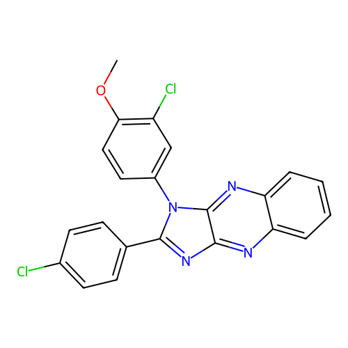 1-(3-chloro-4-methoxyphenyl)-2-(4-chlorophenyl)-1H-imidazo[4,5-b]quinoxaline structure
