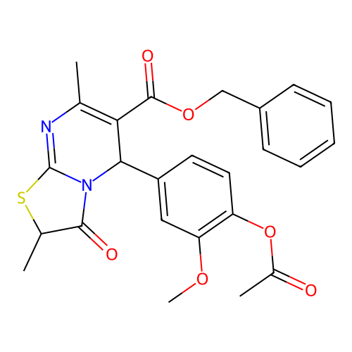 benzyl 5-[4-(acetyloxy)-3-methoxyphenyl]-2,7-dimethyl-3-oxo-2,3-dihydro-5H-[1,3]thiazolo[3,2-a]pyrimidine-6-carboxylate structure