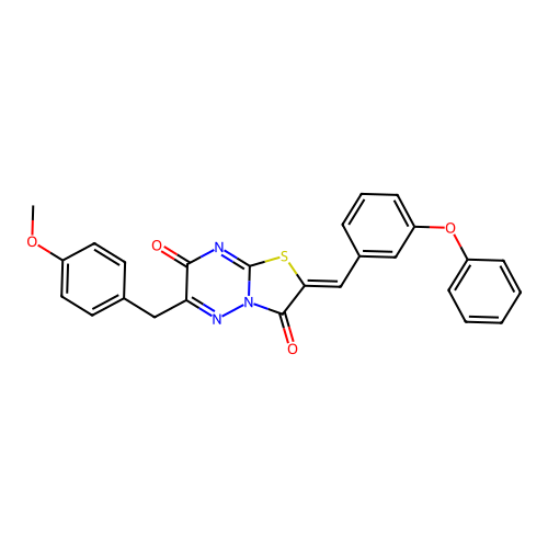(2Z)-6-[(4-methoxyphenyl)methyl]-2-[(3-phenoxyphenyl)methylidene]-[1,3]thiazolo[3,2-b][1,2,4]triazine-3,7-dione structure