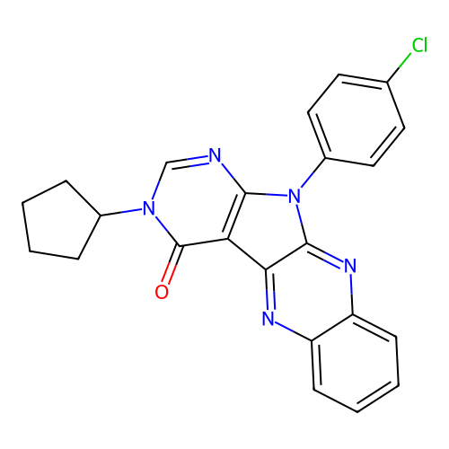 11-(4-chlorophenyl)-3-cyclopentyl-3H-pyrimido[5',4':4,5]pyrrolo[2,3-b]quinoxalin-4(11H)-one structure