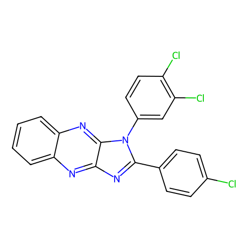 2-(4-chlorophenyl)-1-(3,4-dichlorophenyl)-1H-imidazo[4,5-b]quinoxaline structure