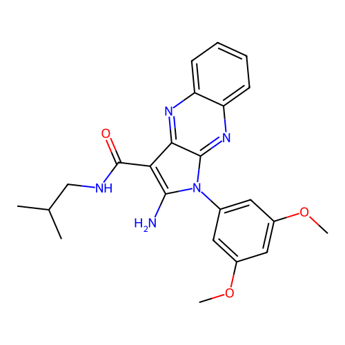 2-amino-1-(3,5-dimethoxyphenyl)-N-(2-methylpropyl)pyrrolo[3,2-b]quinoxaline-3-carboxamide structure