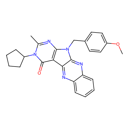 3-cyclopentyl-11-(4-methoxybenzyl)-2-methyl-3,11-dihydro-4H-pyrimido[5',4':4,5]pyrrolo[2,3-b]quinoxalin-4-one structure