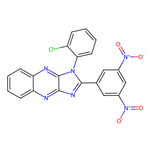 1-(2-chlorophenyl)-2-(3,5-dinitrophenyl)-1H-imidazo[4,5-b]quinoxaline structure