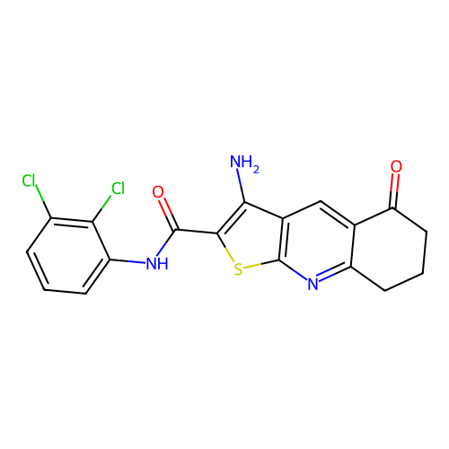 3-amino-N-(2,3-dichlorophenyl)-5-oxo-5,6,7,8-tetrahydrothieno[2,3-b]quinoline-2-carboxamide structure