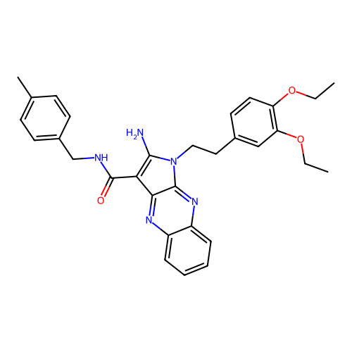 2-amino-1-(3,4-diethoxyphenethyl)-N-(4-methylbenzyl)-1H-pyrrolo[2,3-b]quinoxaline-3-carboxamide structure