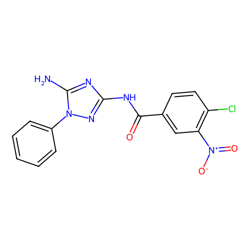 N-(5-amino-1-phenyl-1H-1,2,4-triazol-3-yl)-4-chloro-3-nitrobenzamide structure