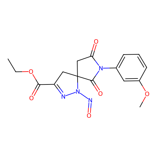 ethyl 7-(3-methoxyphenyl)-1-nitroso-6,8-dioxo-1,2,7-triazaspiro[4.4]non-2-ene-3-carboxylate structure