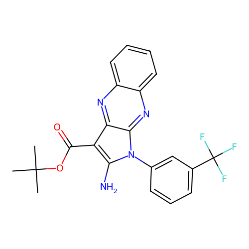 tert-butyl 2-amino-1-[3-(trifluoromethyl)phenyl]pyrrolo[3,2-b]quinoxaline-3-carboxylate structure