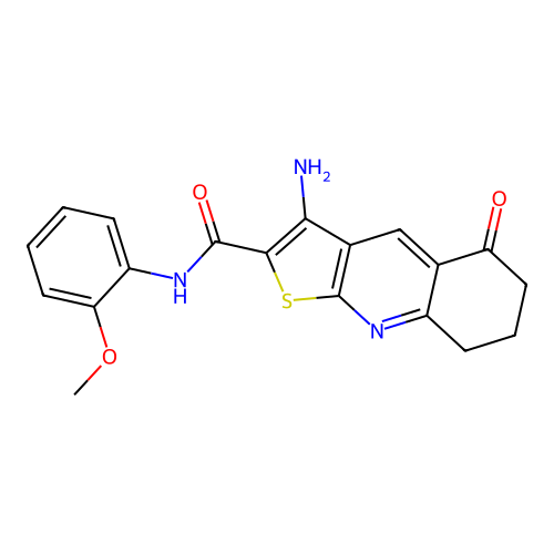 3-amino-N-(2-methoxyphenyl)-5-oxo-5,6,7,8-tetrahydrothieno[2,3-b]quinoline-2-carboxamide structure