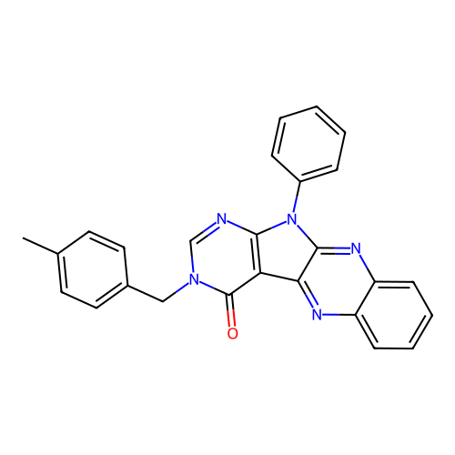 3-(4-methylbenzyl)-11-phenyl-3H-pyrimido[5',4':4,5]pyrrolo[2,3-b]quinoxalin-4(11H)-one structure